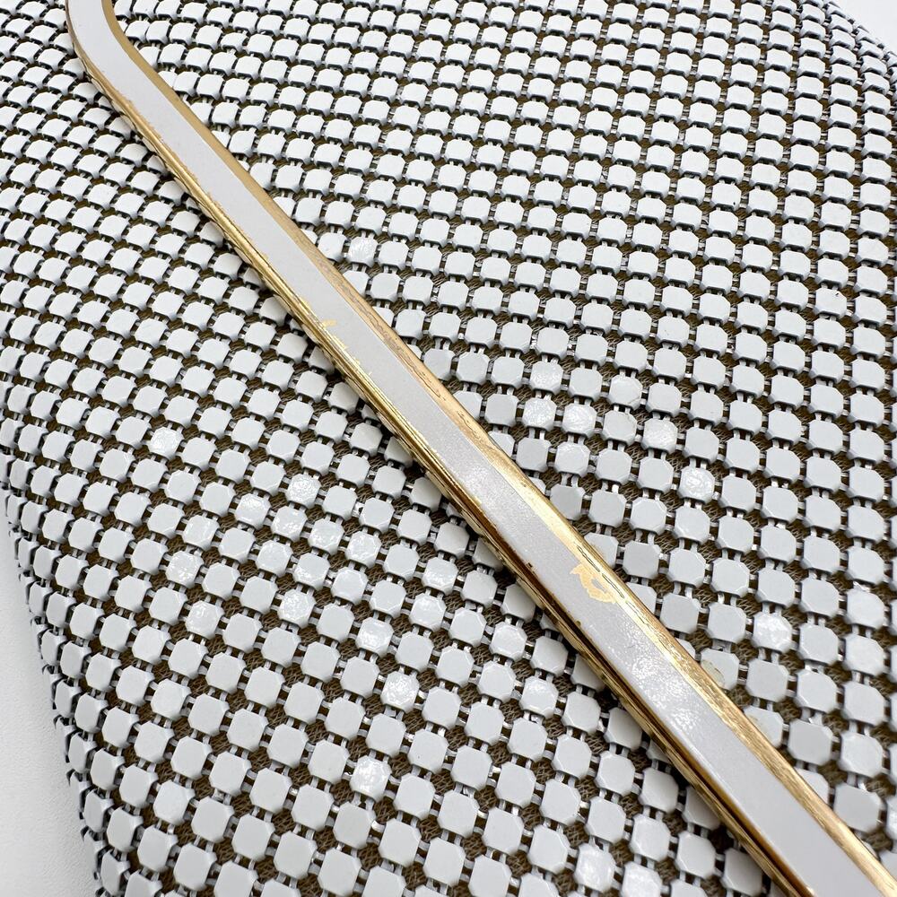 Vintage 60s-70s White Metal Mesh Evening Clutch Crossbody Purse Italian - Picture 4 of 13